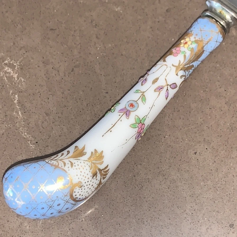 2 Vintage English Porcelain Handle Serving Utensils 7”